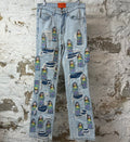 Who Decides War Stained Glass Patched Blue Denim Jeans Sz 28
