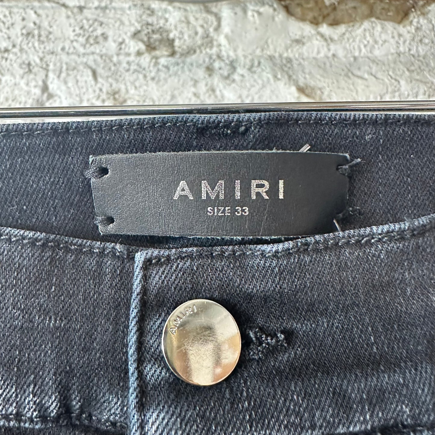 Amiri Faded Black Distressed Denim Jeans Sz 33