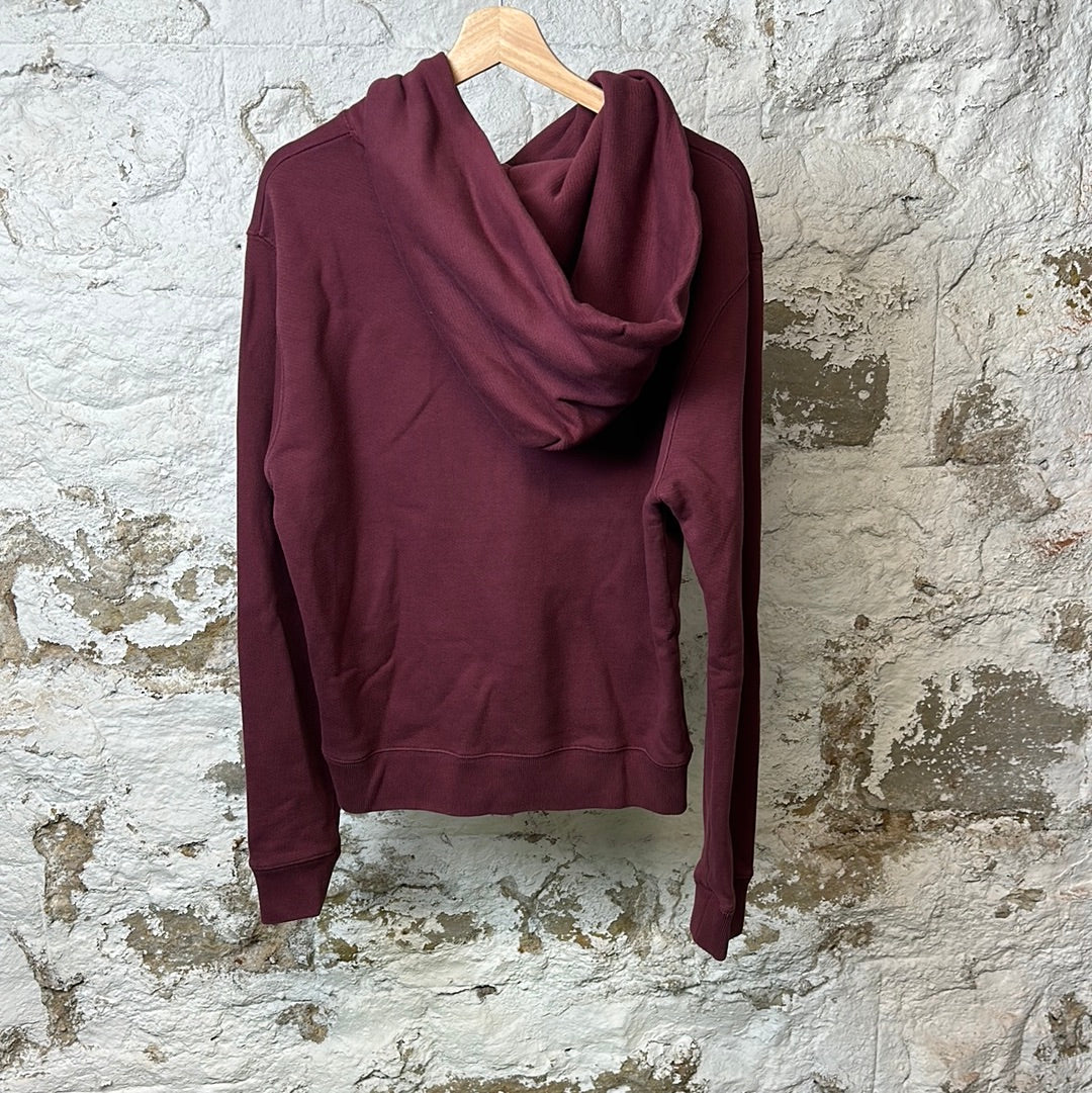 Off White Small Logo Burgundy Hoodie Sz S