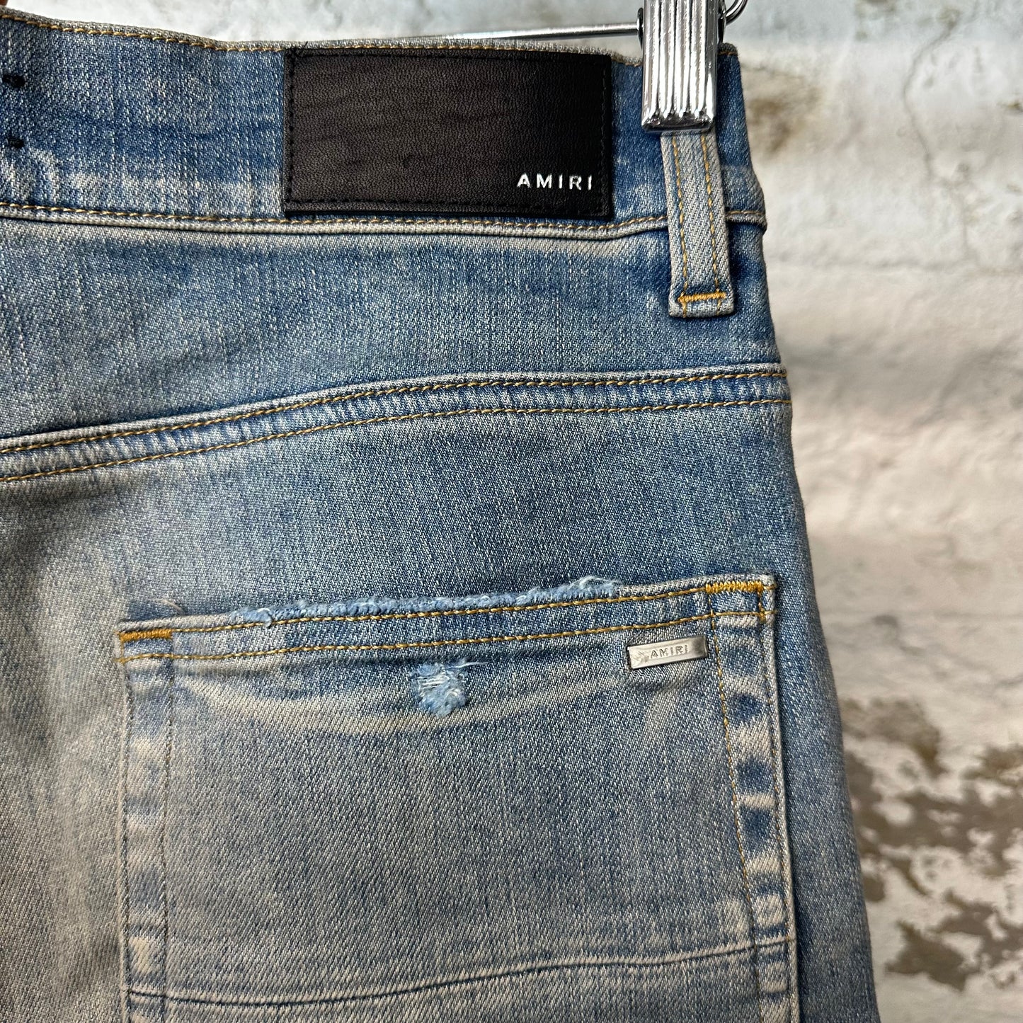 Amiri Embroidered Reaper Logo Blue Denim Jeans Sz 30