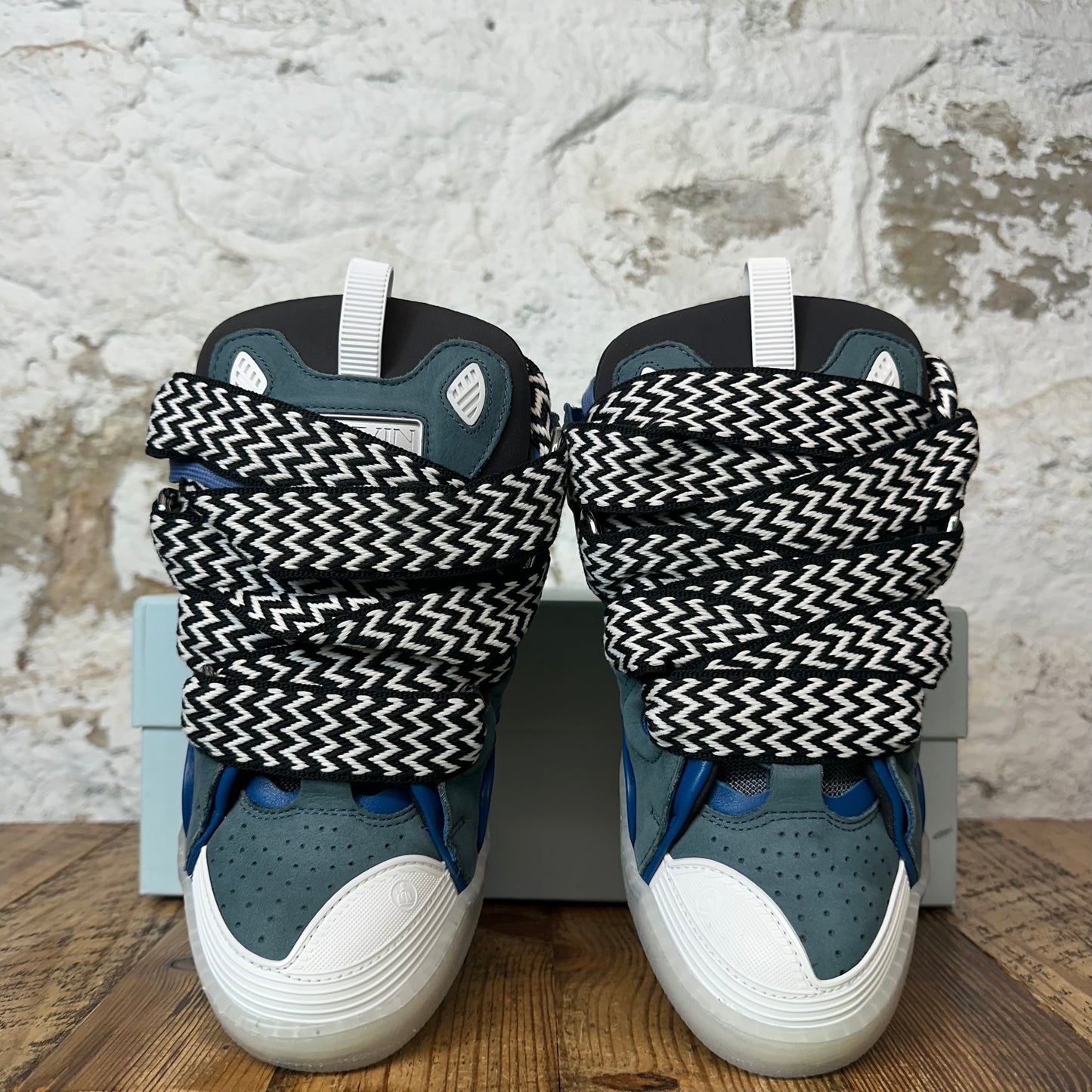 Lanvin Curb Striped Lace Anthracite Sneaker