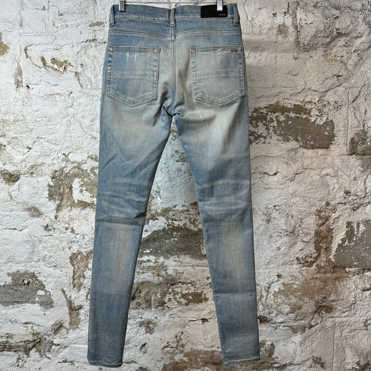 Amiri MX1 Cream Suede Blue Denim Jeans Sz 29