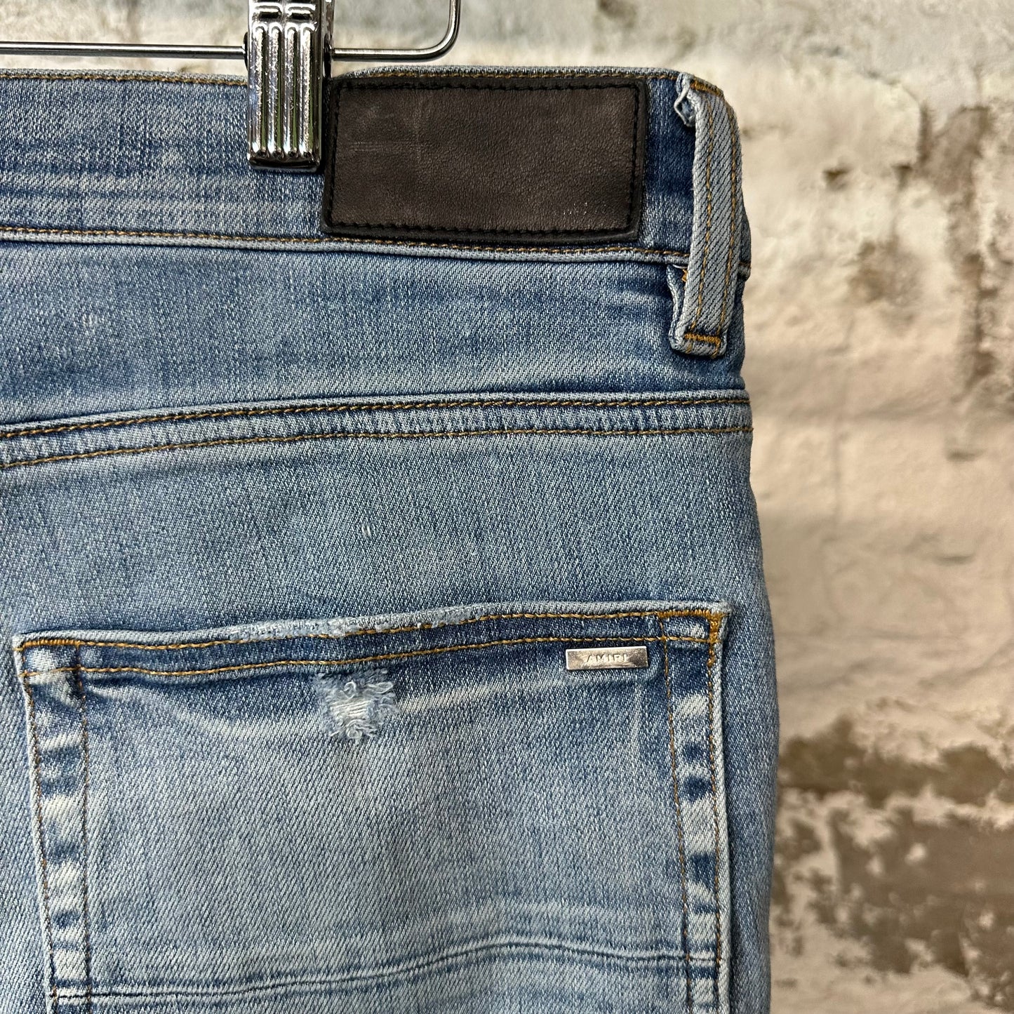 Amiri MX1 Light Blue Paisley Blue Denim Jeans Sz 34