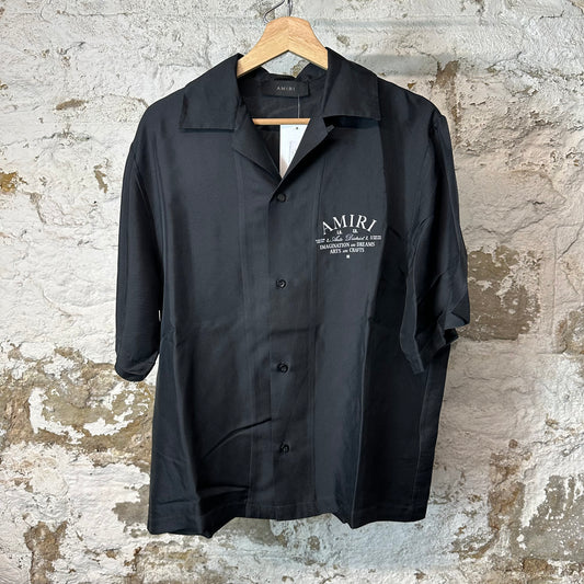Amiri Arts District Black Silk Button Up Shirt Sz L