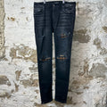 Amiri MX1 Brown Plaid Flannel Black Denim Jeans Sz 34