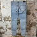 Amiri MX1 Crystal Patch Washed Blue Denim Jeans Sz 36