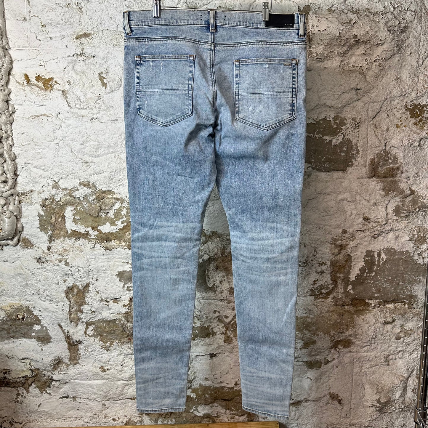 Amiri MX1 Crystal Patch Washed Blue Denim Jeans Sz 36