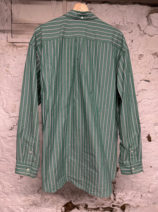 Supreme Green Striped Button Up Shirt Sz XL