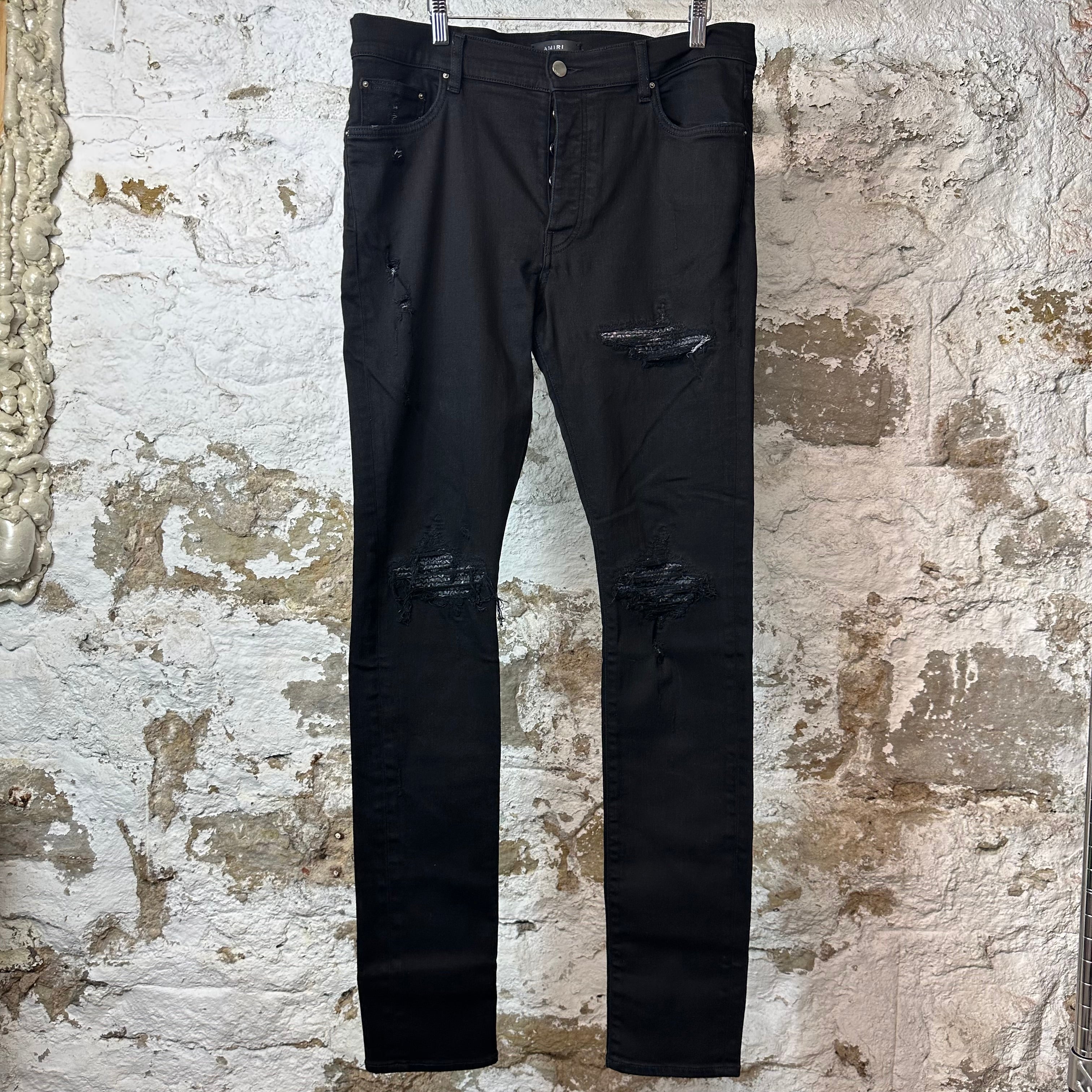 Amiri MX1 Multicolor Paisley Black Denim Jeans 36