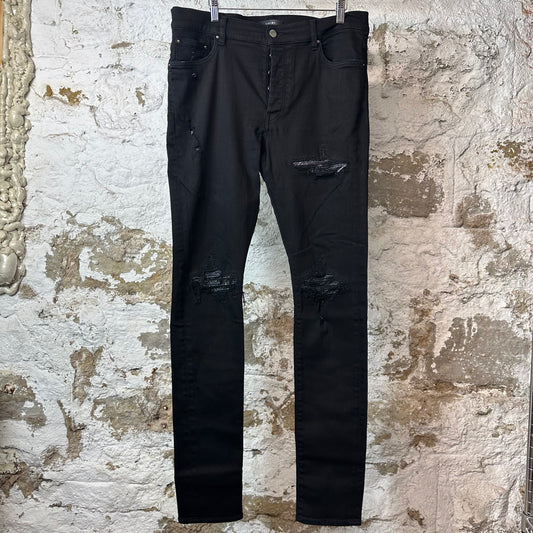 Amiri MX1 Multicolor Paisley Black Denim Jeans 36
