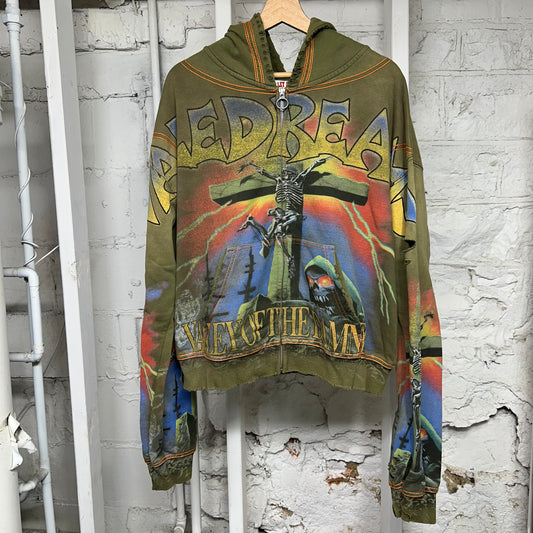 Vale Damned Zip Up Hoodie Green Sz L