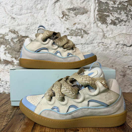 Lanvin Curb Beige Lace Blue Cream Sneaker Sz 12 (45)