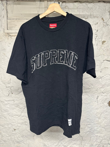 Supreme White Stencil Spell T-shirt Black Sz M