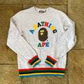 Bape College Rainbow Rib Crewneck Gray Sz M DS