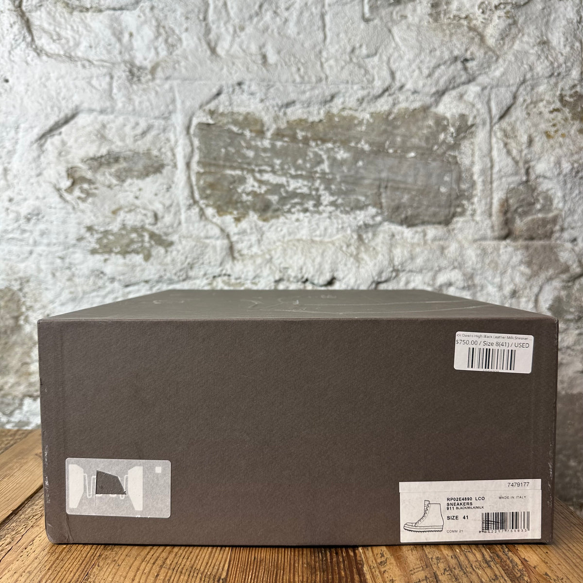 Rick Owens High Black Leather Milk Sneaker Sz 8 (41)