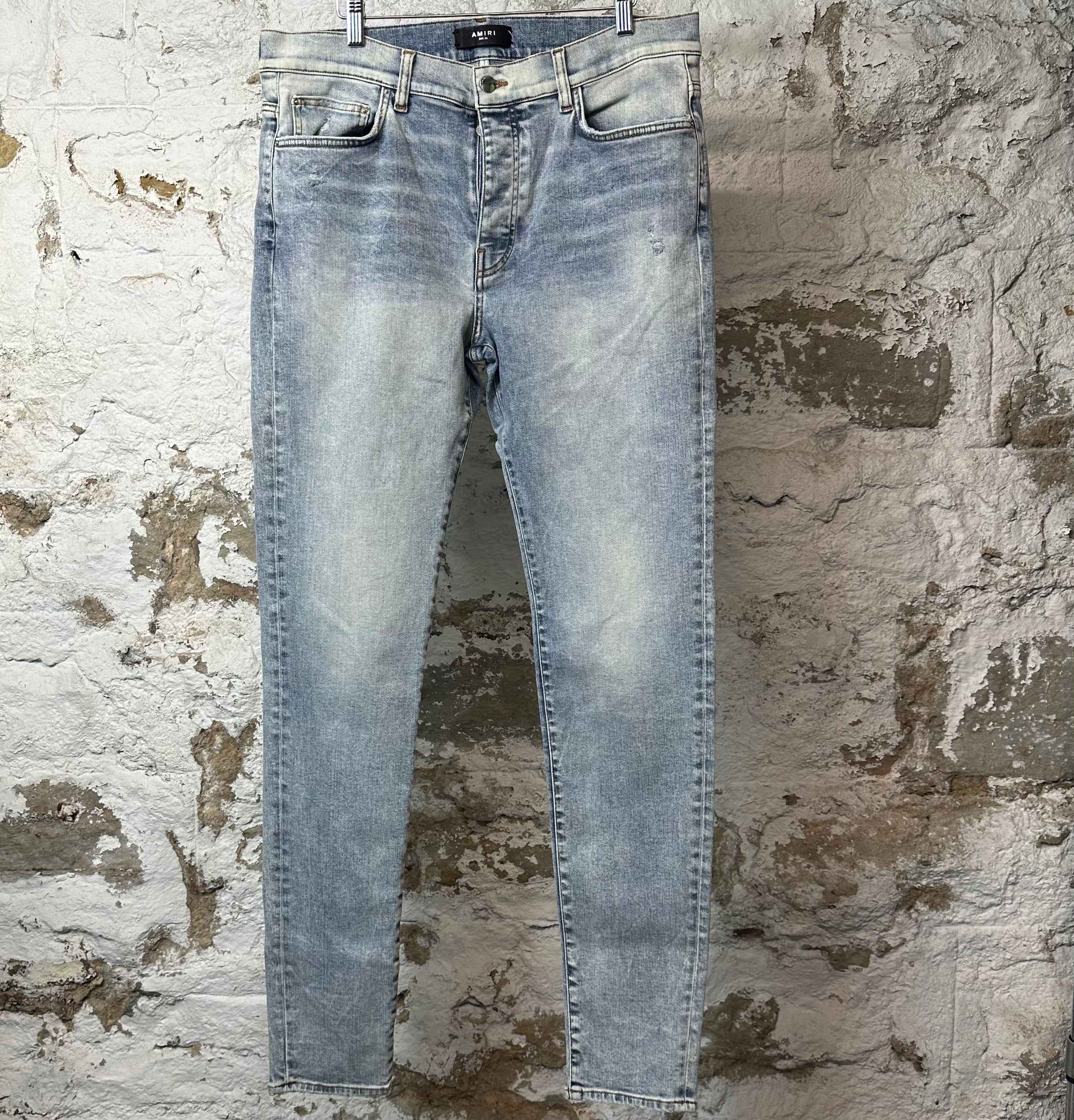 Amiri Plain Washed Blue Denim Jeans Sz 36