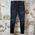 Amiri MX1 Cracked Blue Black Denim Jeans Sz 34
