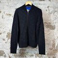 Louis Vuitton Blue Monogram Zip Up Sweater Black Sz M