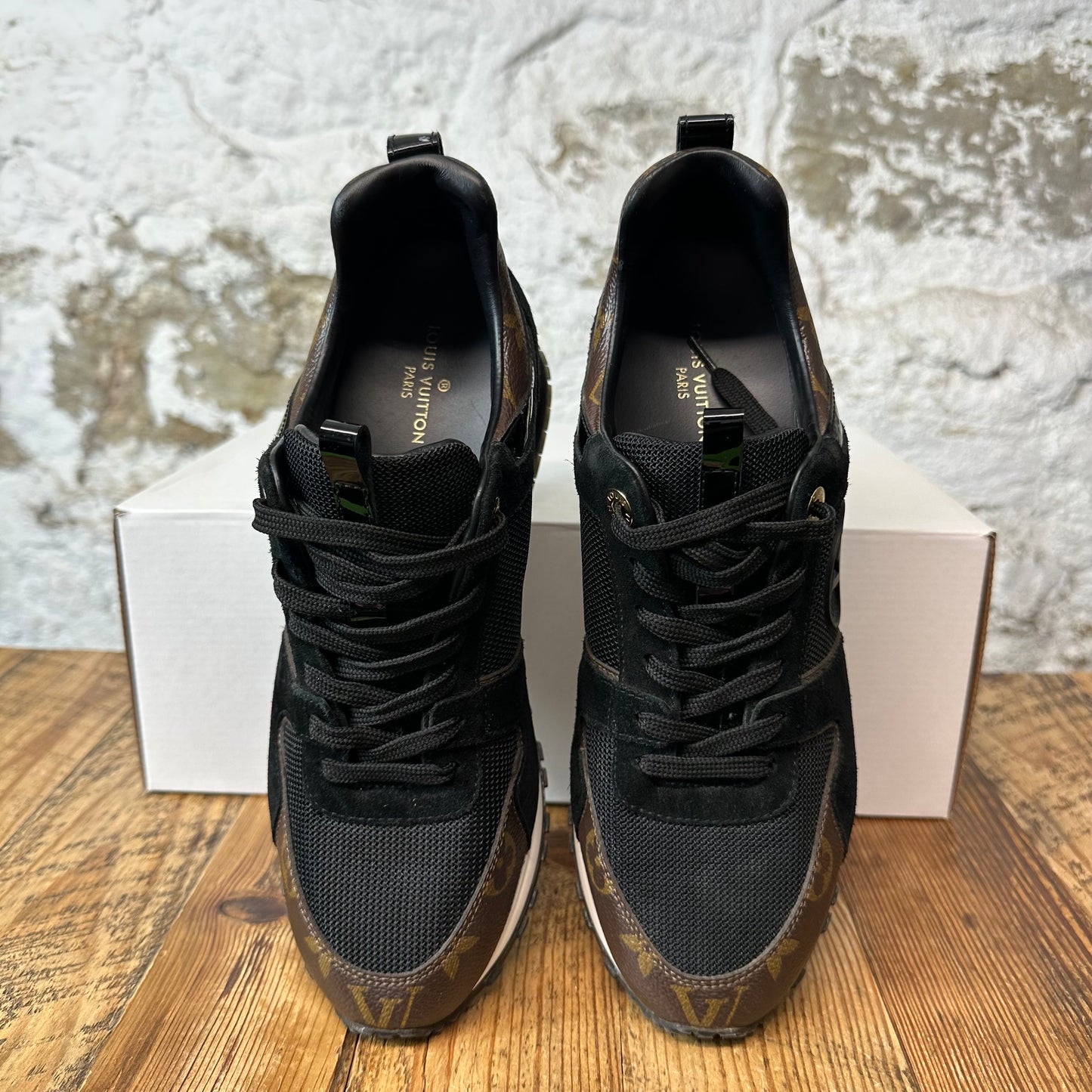 Louis Vuitton Black Brown Monogram Runaway Sneaker Sz 6.5 (39)