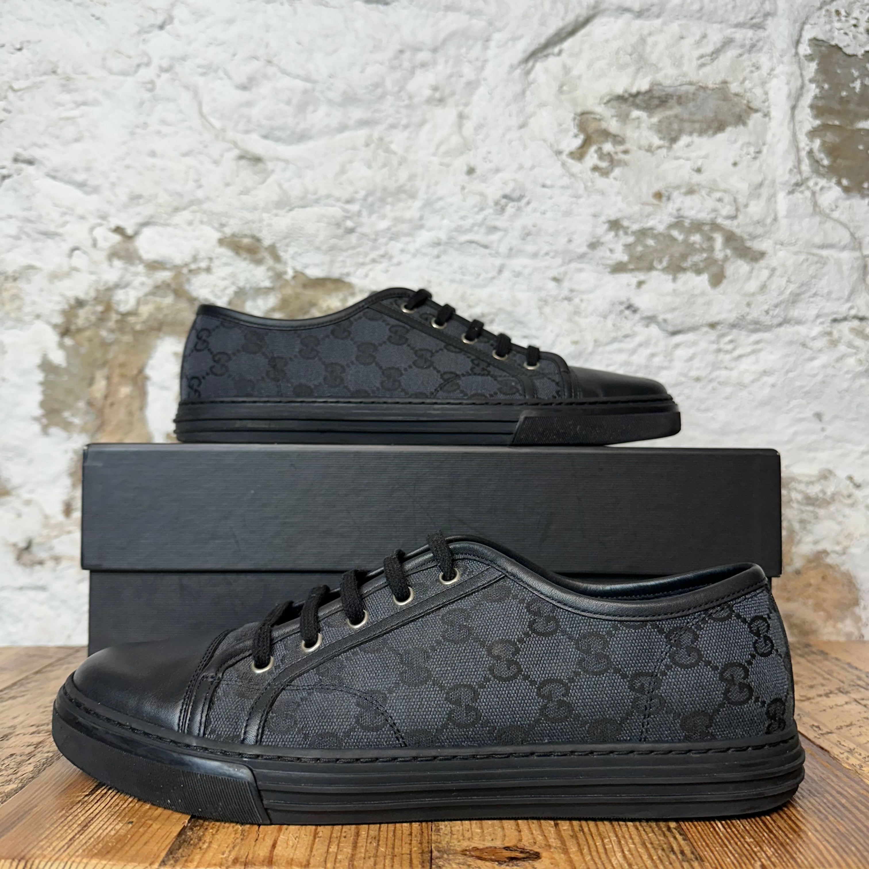 Gucci Low Black Monogram Sneaker Sz 9