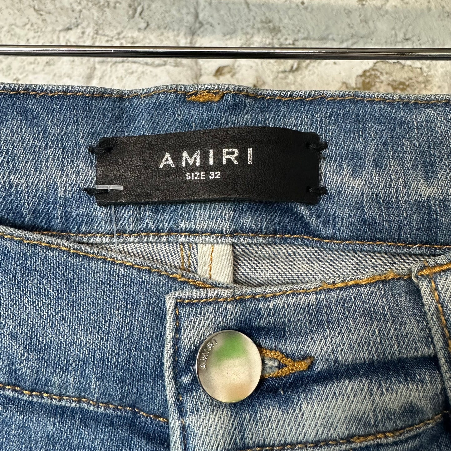Amiri Purple Suede Spell Blue Denim Jeans Sz 32