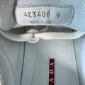 Prada Americas Cup Celeste Patent Grey White Sneaker Sz 9