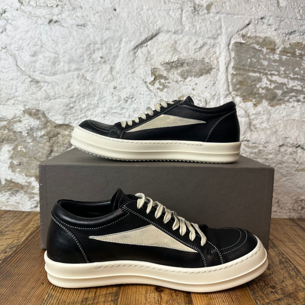Rick Owens Vintage Black Leather Milk Sneaker Sz 8 (41)