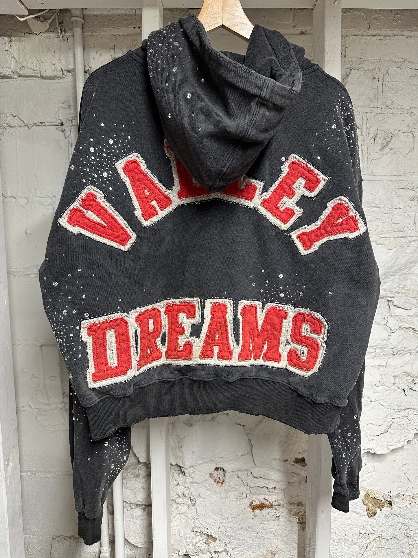 Vale Rhinestones Black Hoodie Sz S