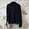 Louis Vuitton Blue Monogram Zip Up Sweater Black Sz M