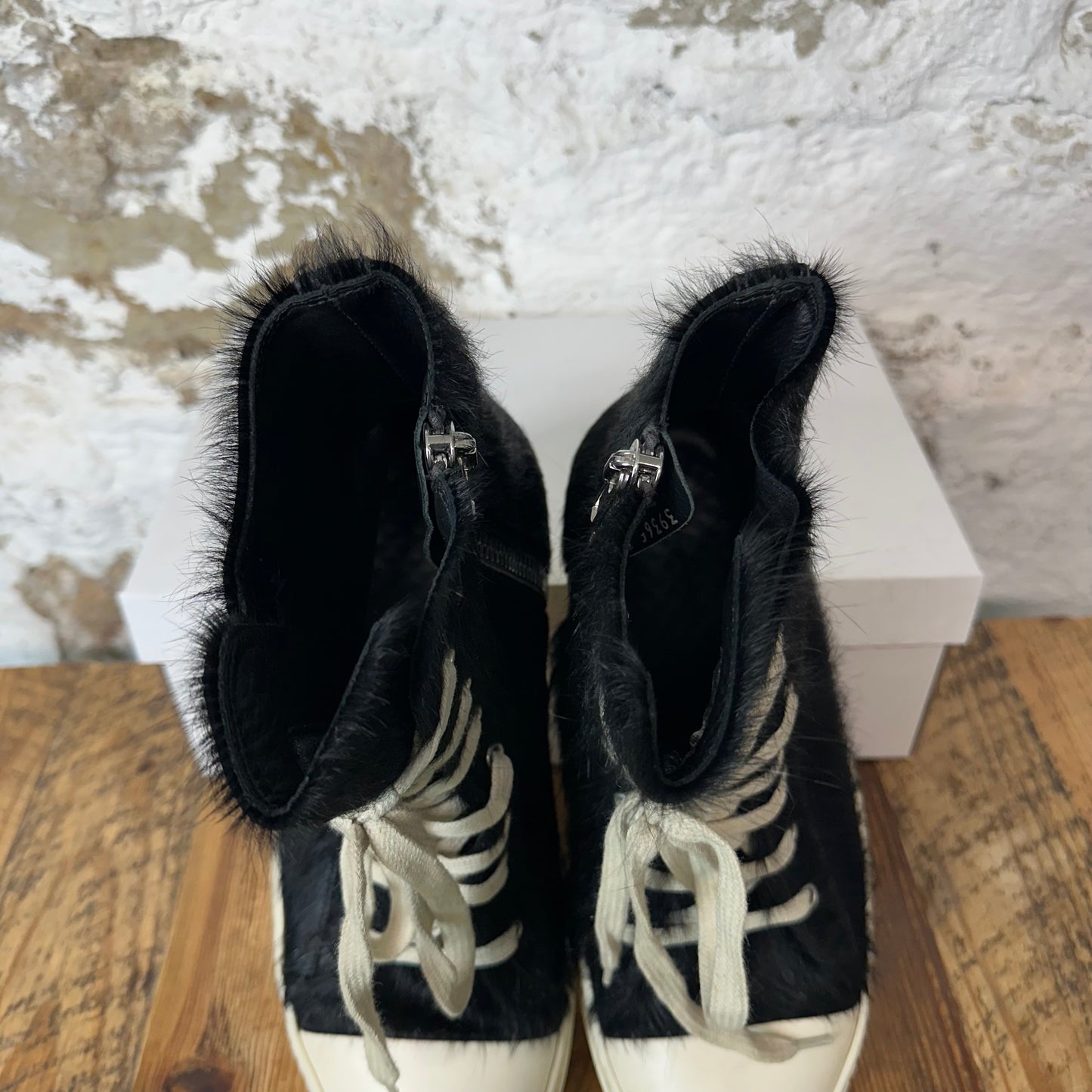 Rick Owens High Black Pony Hair Milk Sneaker Sz 9 (42)