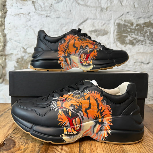 Gucci Rhyton Tiger Logo Black Sneaker Sz 8