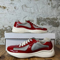 Prada Americas Cup Red Patent Grey White Sneaker Sz 6.5