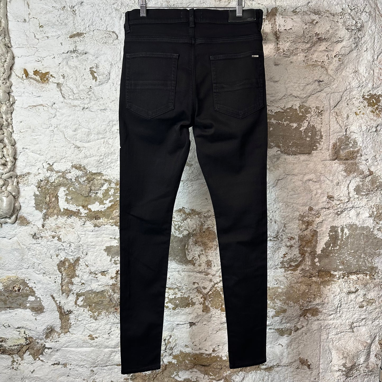 Amiri White AM Stripe Black Denim Jeans Sz 33