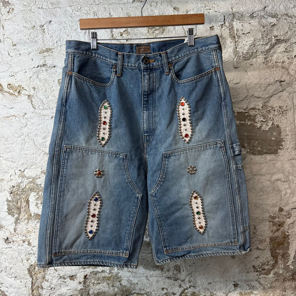 Kapital 14oz Studded Remake Denim Shorts Sz 38