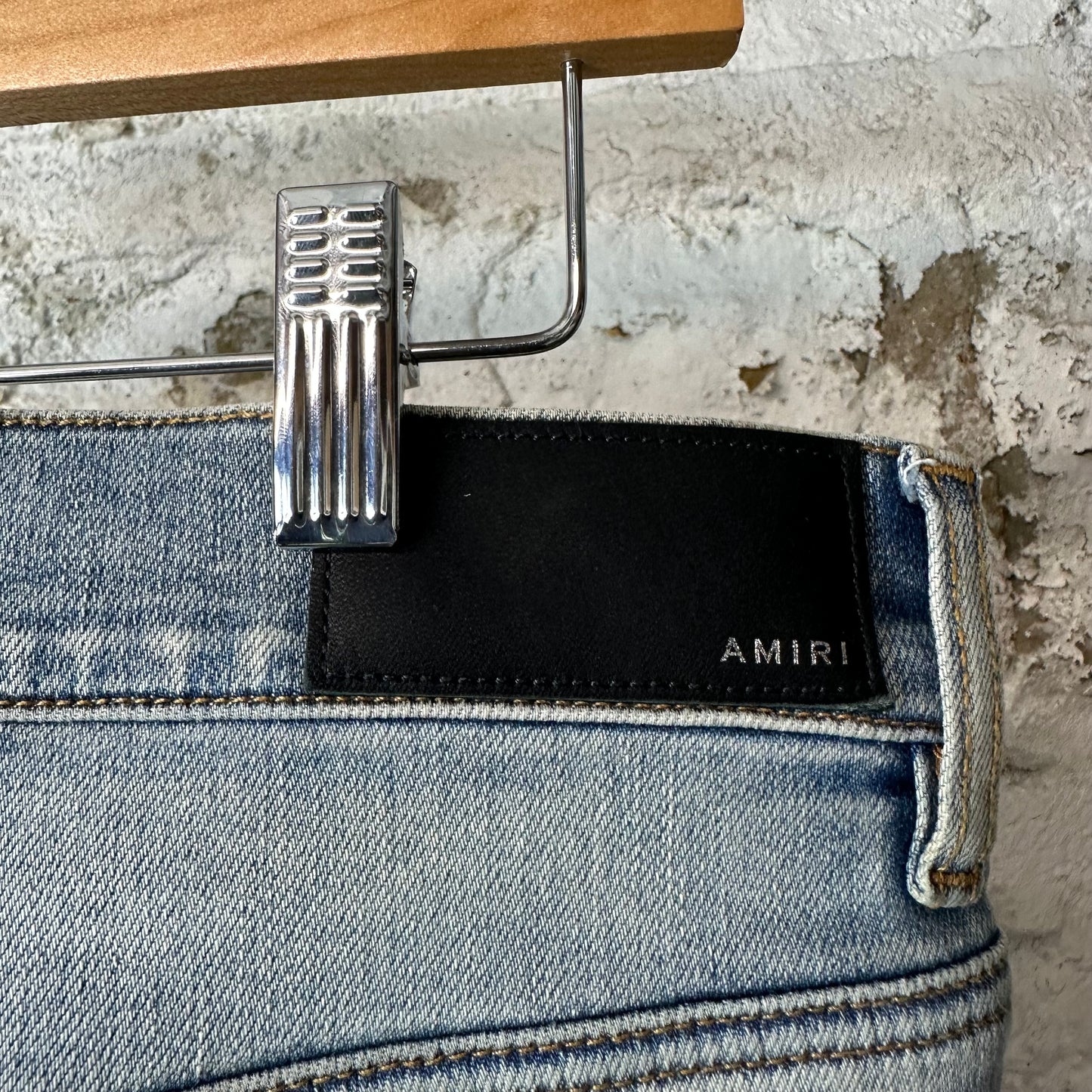 Amiri MX1 Green Suede Blue Denim Jeans Sz 34