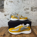 Prada Americas Cup Yellow Patent Grey Sneaker Sz 9 DS (Discolored)