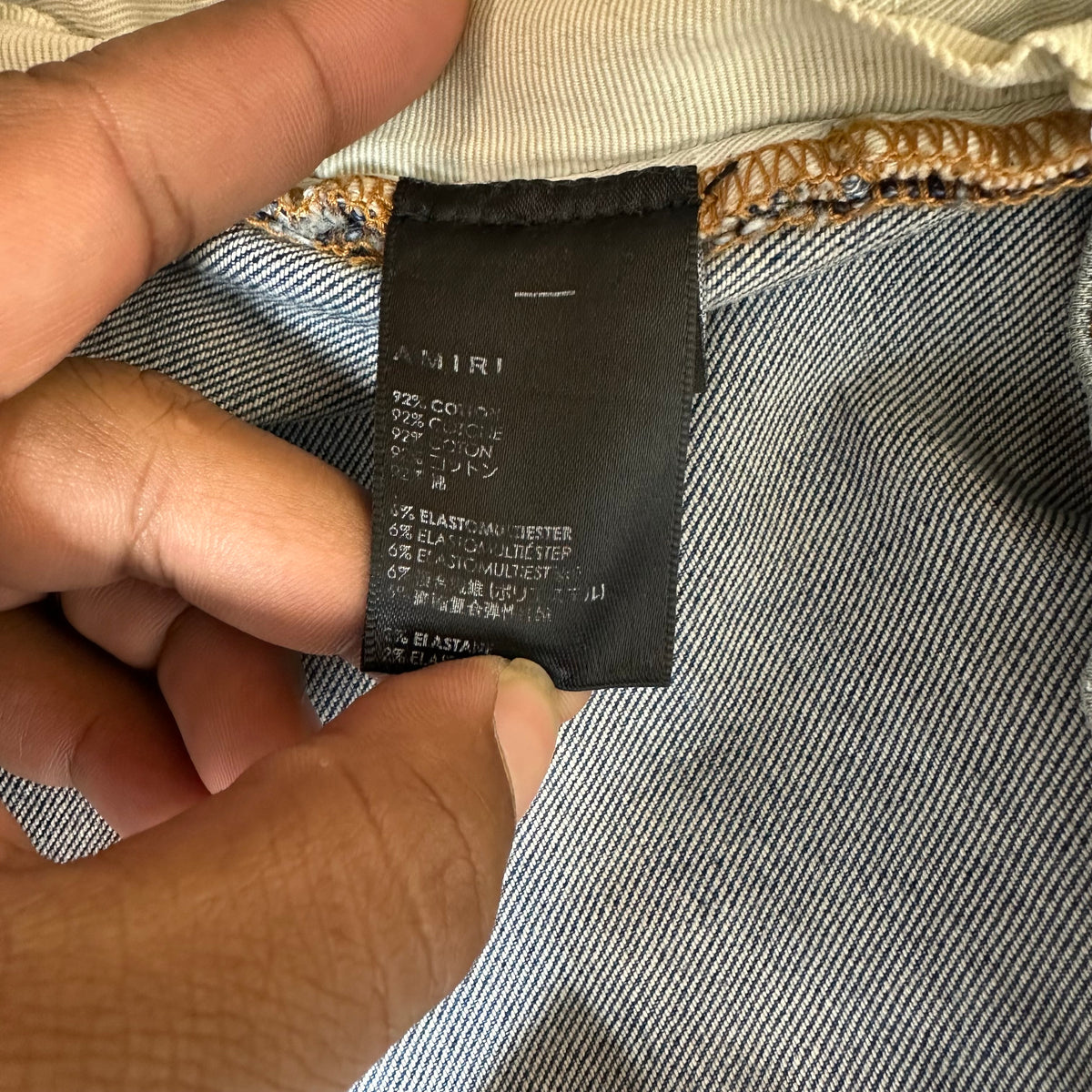 Amiri Distressed Side Spell Blue Denim Jeans Sz 36