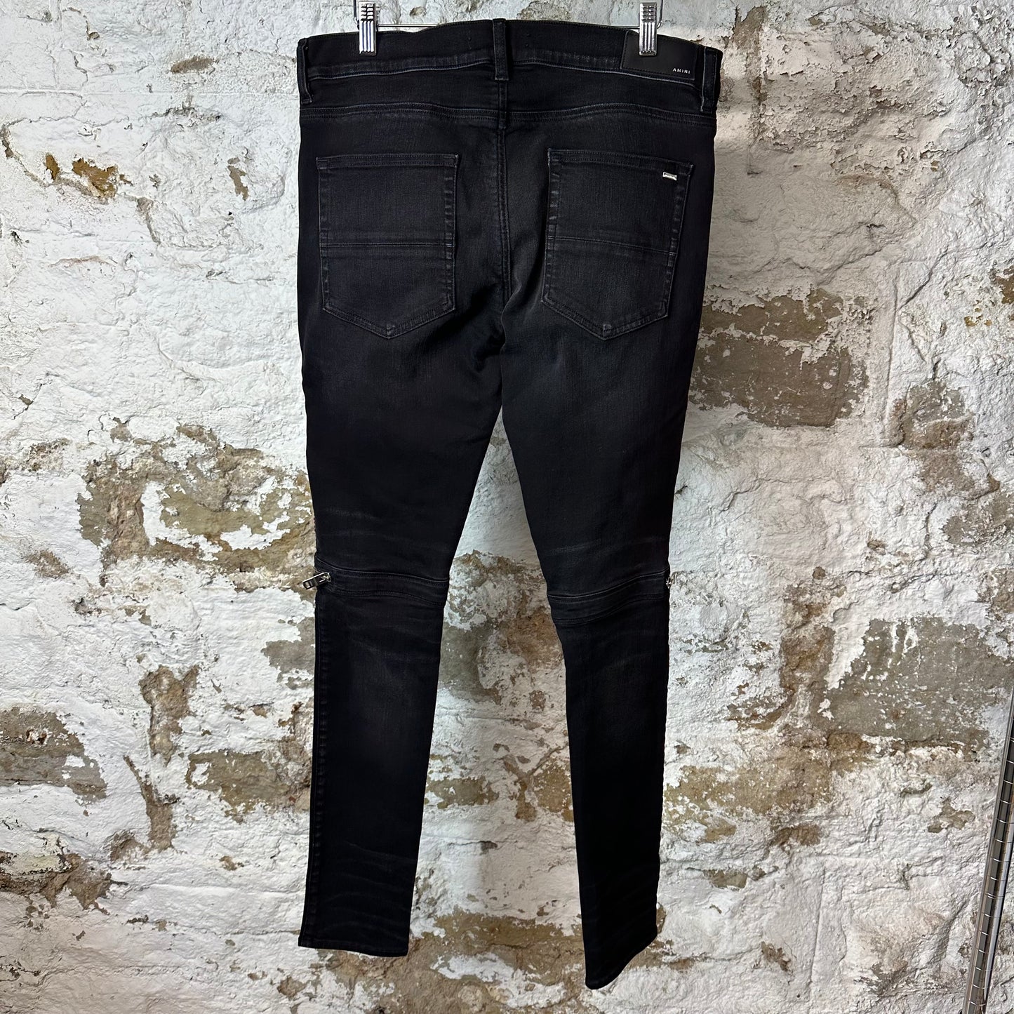 Amiri MX2 Pink Red Patch Black Denim Jeans Sz 34