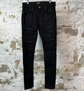 Amiri MX1 Black Leather Black Denim Jeans Sz 32