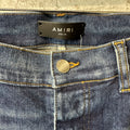 Amiri MX1 Orange Suede Dark Blue Denim Jean Sz 36