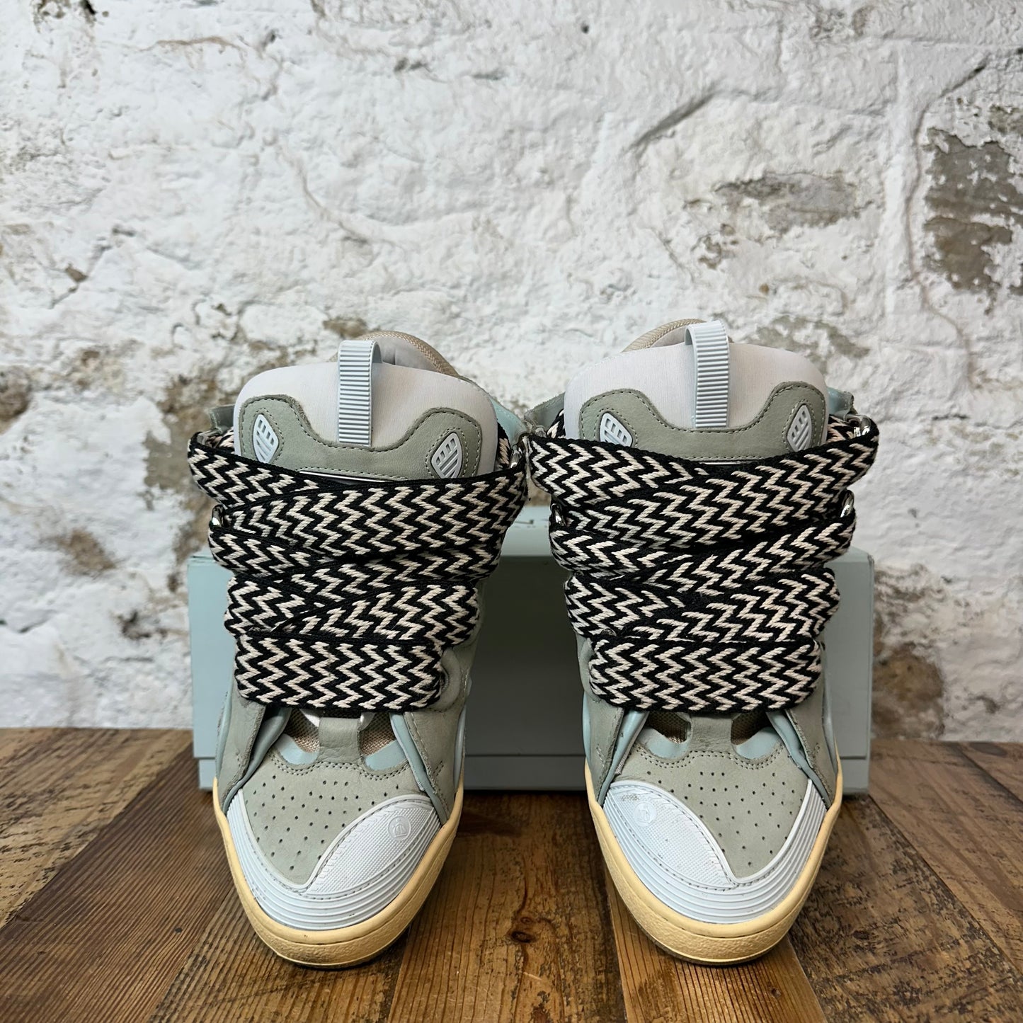 Lanvin Curb Black White Lace Green Blue Sneaker Sz 10 (43)