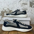 Prada Americas Cup Navy Patent Grey White Sneaker Sz 10.5