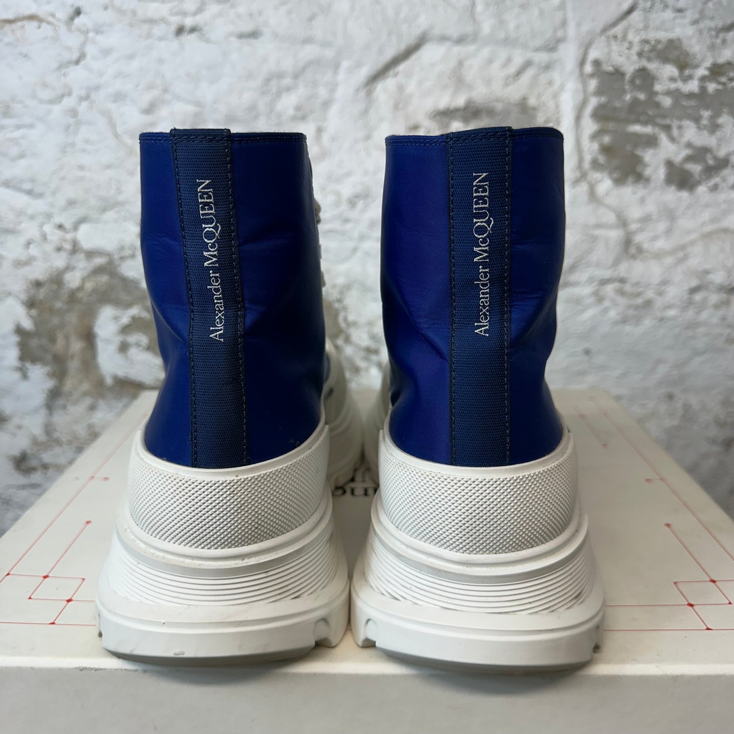 Alexander Mcqueen Blue White Tread Boot High Sz 10.5 (43.5)