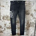Amiri Embroidered Angel Logo Black Denim Jeans Sz 34