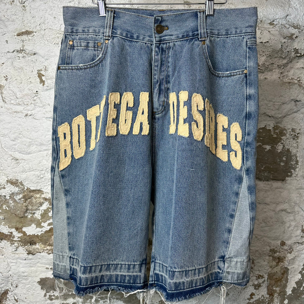 Bottega Desires Spellout Blue Jean Short Sz 34