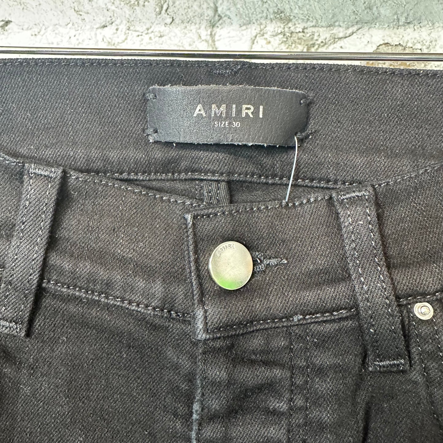 Amiri MX1 Brown Suede Black Denim Jeans Sz 30