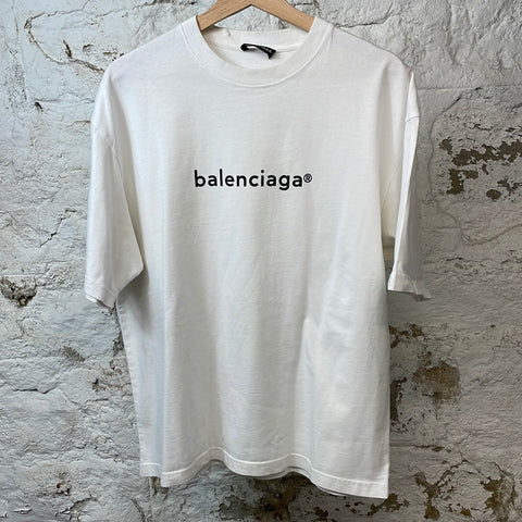 Balenciaga Black Spellout T-shirt White Sz S