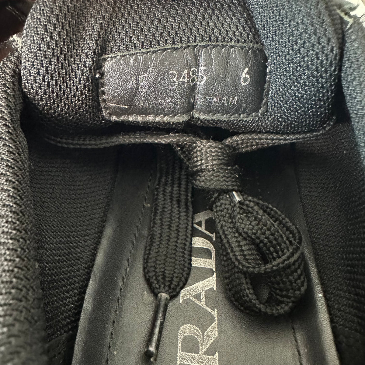 Prada Prax Triple Black Canvas Sneaker Sz 6