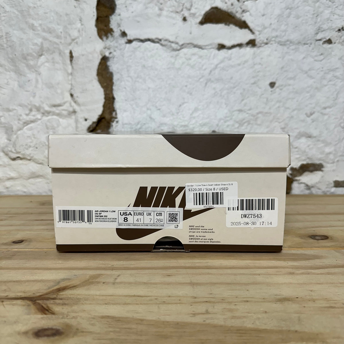 Air Jordan 1 Low Travis Scott Velvet Brown Sz 8