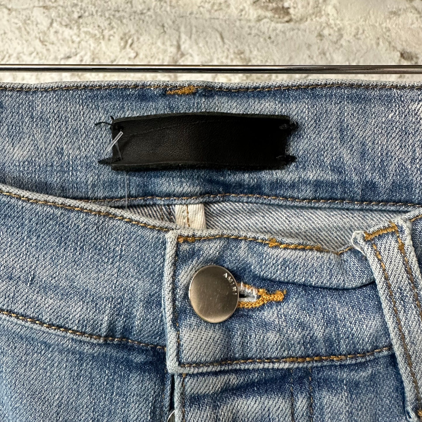 Amiri Knee Hole Black Paisley Star Blue Denim Jeans Sz 30